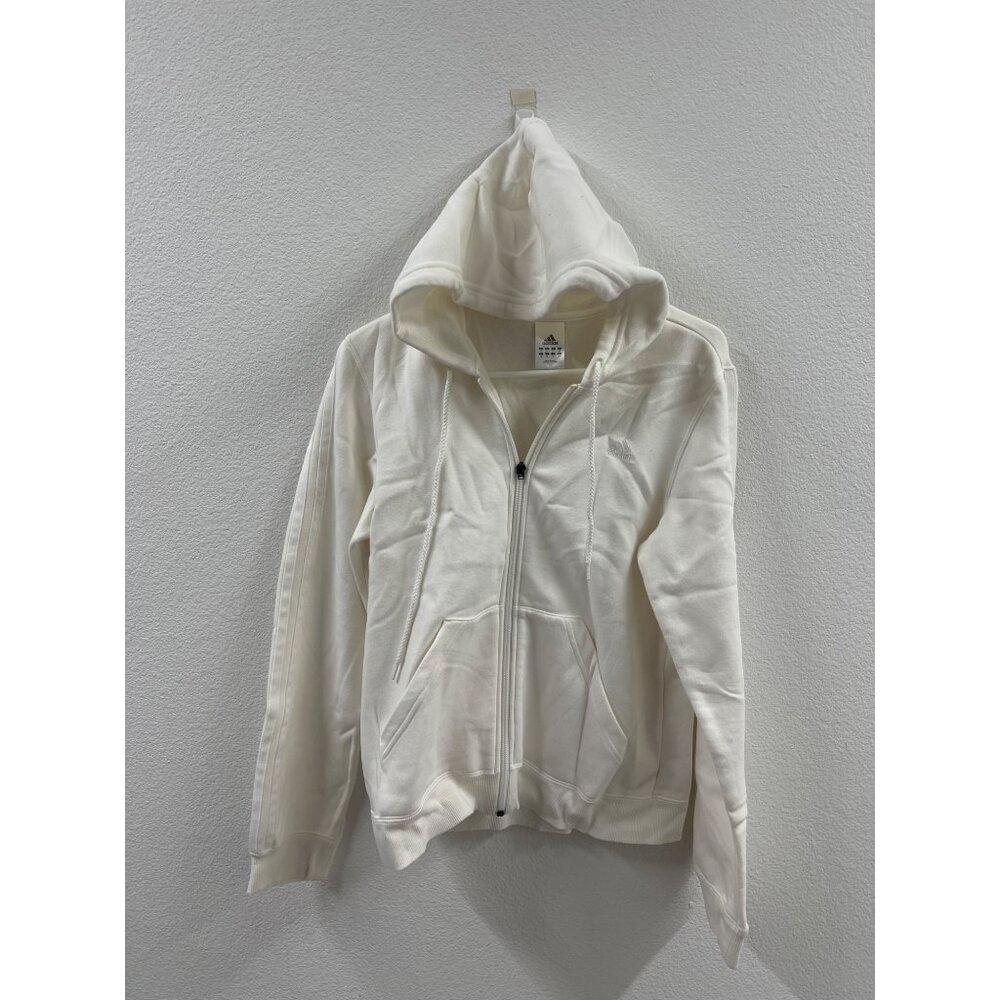 Adidas Medium Off White Fleece Lined Zip Up Sweatshirt